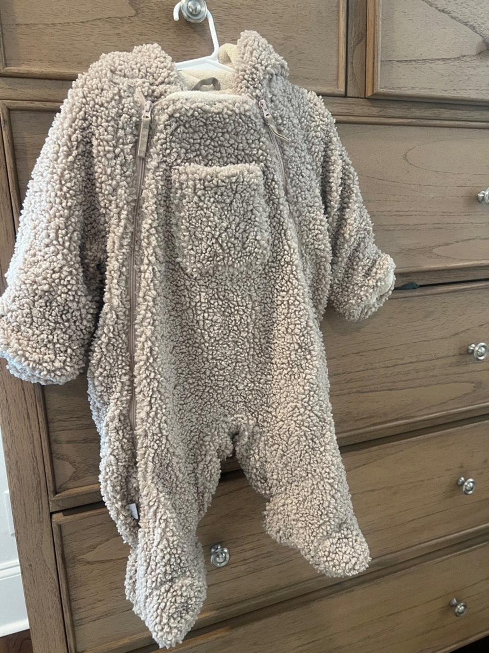 7AM Bebe Plush Sherpa Footed Baby One-Piece in Cream